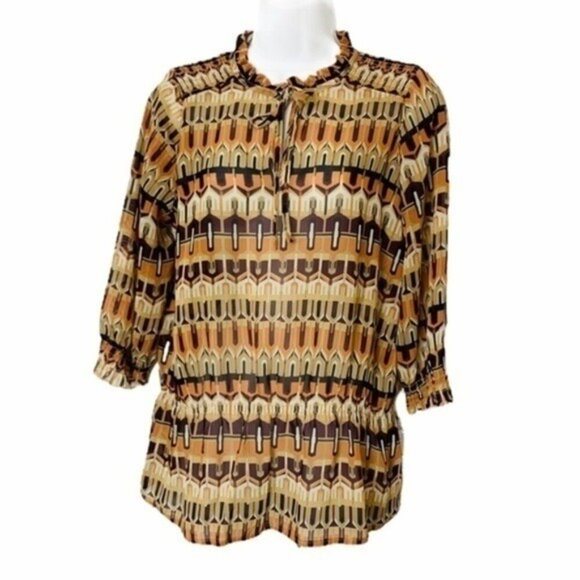 APT. 9 Peasant Blouson Three Quarter Sleeve Top - Small - Picture 2 of 9